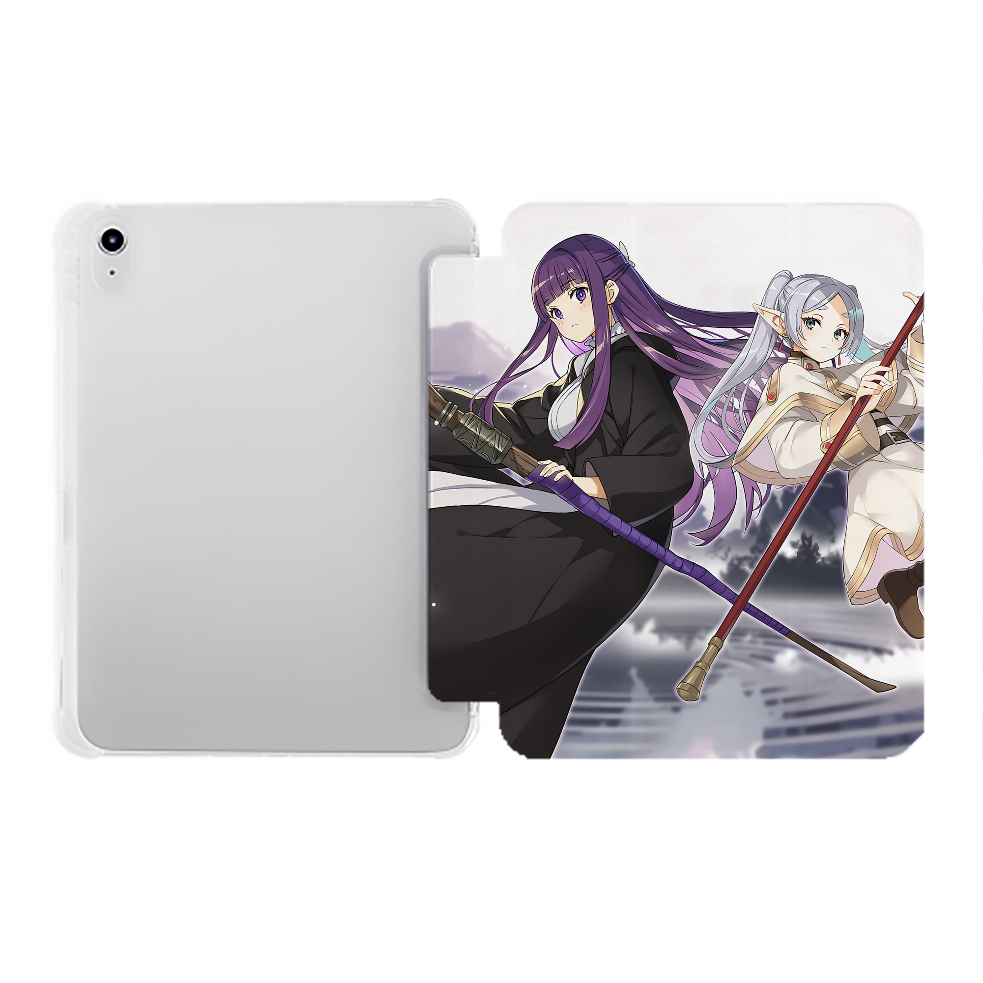 （画像用） 葬送のフリーレン Frieren IPad ケース ペン収納付き 三つ折りスタンド PUレザー×シリコン 対応機種9.5/10.5/10.9インチ